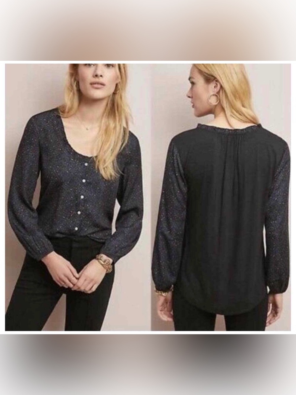 Anthropologie Dolan Marilyn leopard print Long-Sleeve Blouse S - Picture 2 of 9
